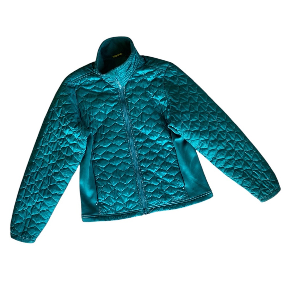 L.L. Bean EUC Teal Thinsulate Mock Collar Mixed Media Puffer Jacket, Women’s S